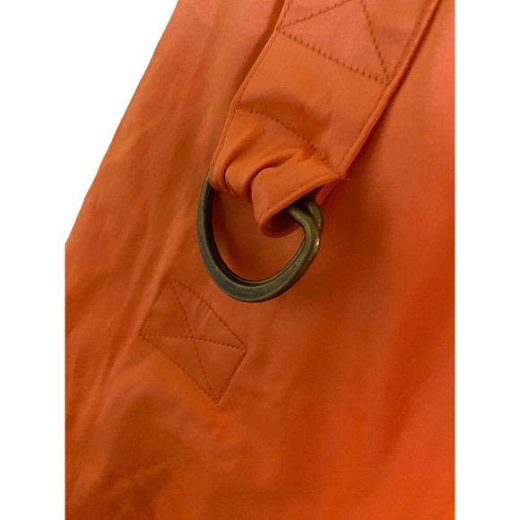 JH Collectible Satin Orange Jacket Womens Sz L Full Zip Roll Sleeve Hidden Hood - Picture 7 of 8